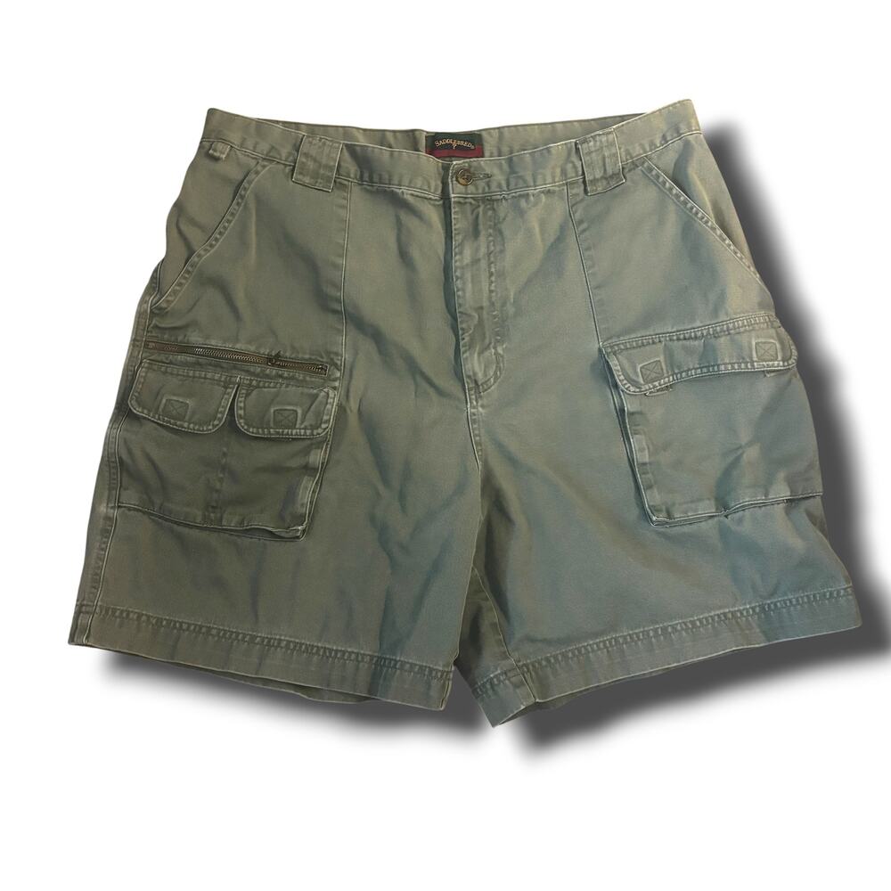 Saddlebred Mens Cargo Shorts Size 38 Army Green Carpenter Utility Pockets Canvas